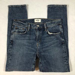 Agolde Womens 27 Toni Mid Rise Straight Blue Jeans #A133C-3002 $158